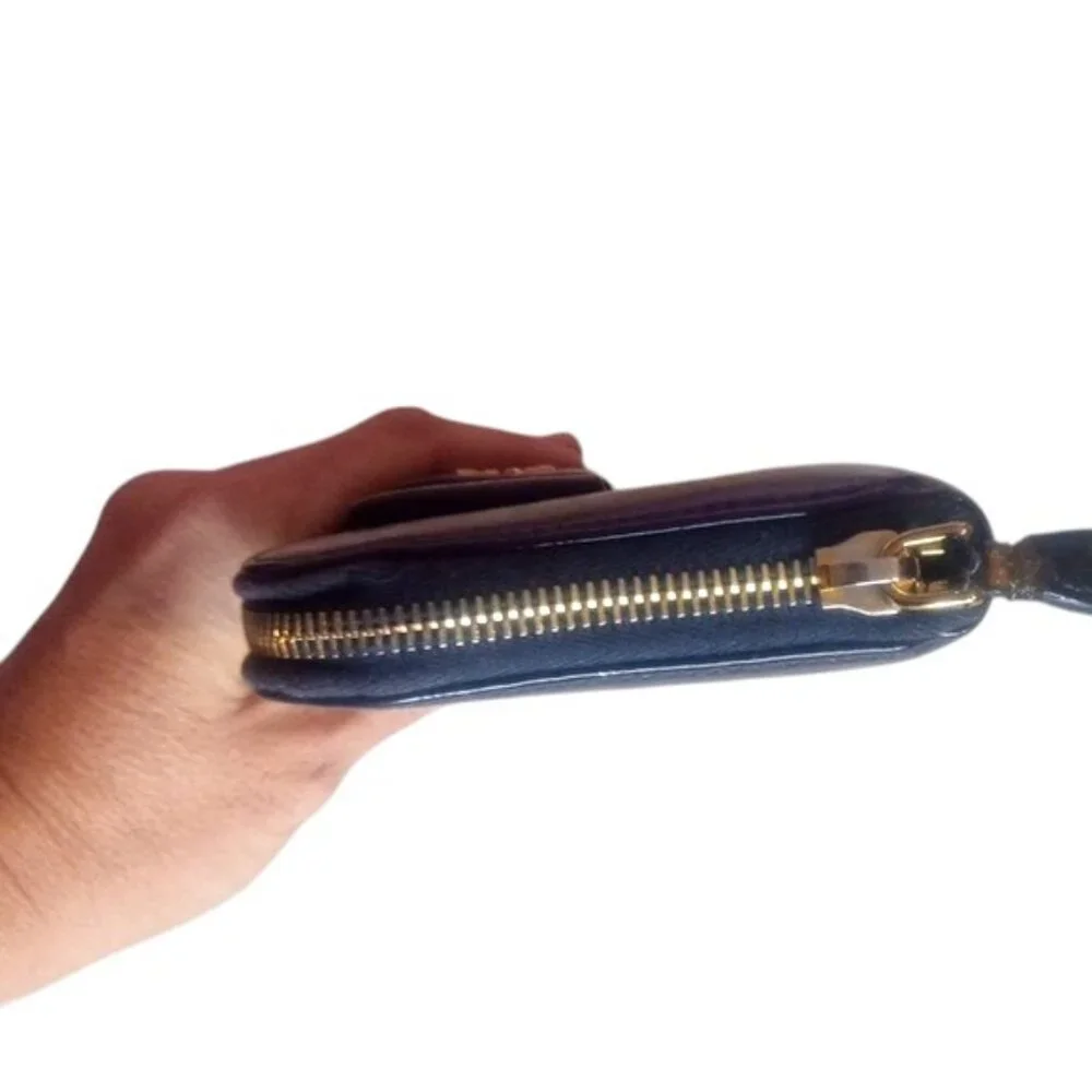 Prada | Saffiano | Royal Blue | Ribbon zip around wallet - Picture 4 of 9